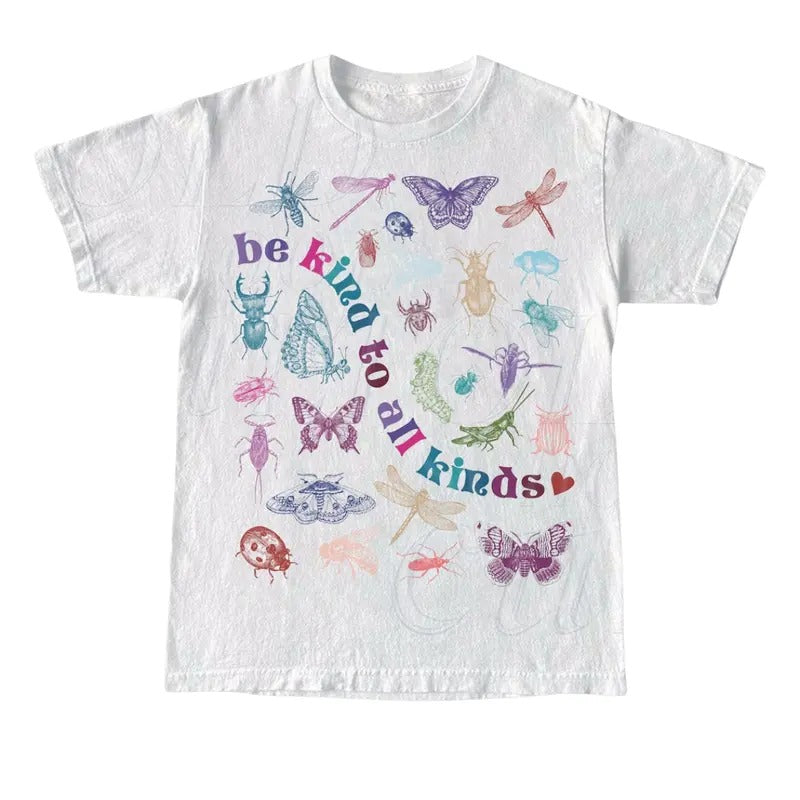 Be Kind To All Kinds Retro Graphic T Shirt, 90s Butterly Shirt, Nostalgia Love Spread Tee, love bugs, Cute Unisex Graphic...