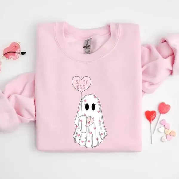 Be My Boo Sweatshirt, Ghost Sweater, Valentines Day Hoodie, XOXO Sweatshirt, Women Valentines Day Sweatshirt, Heart...