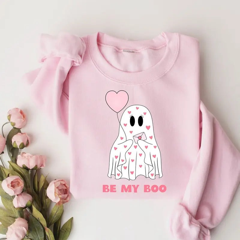 Be My Boo Sweatshirt, Valentines Day Sweatshirt, Valentines Ghost Sweatshirt, Cute Ghost Sweater, Valentines Gift, Spooky...