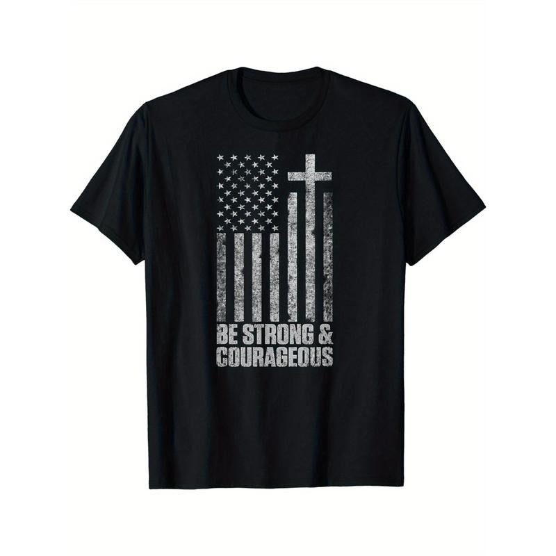 Be Strong and Courageous Men Women Christian American Flag T-Shirt made in usa Hoodie, Sweatshirt | UrbanDripWear.com
