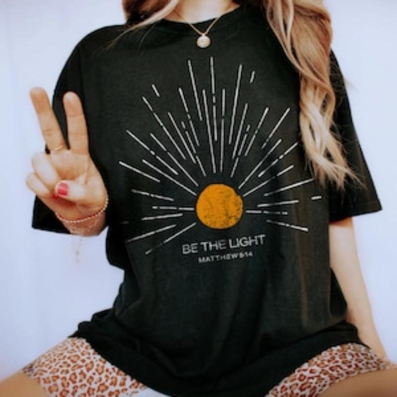 Be The Light Mathew  Vintage Bible Verse Christian Celestial  Tshirt, Boho Shirt, Sun Shirt, Inspirational Gift Hoodie,...