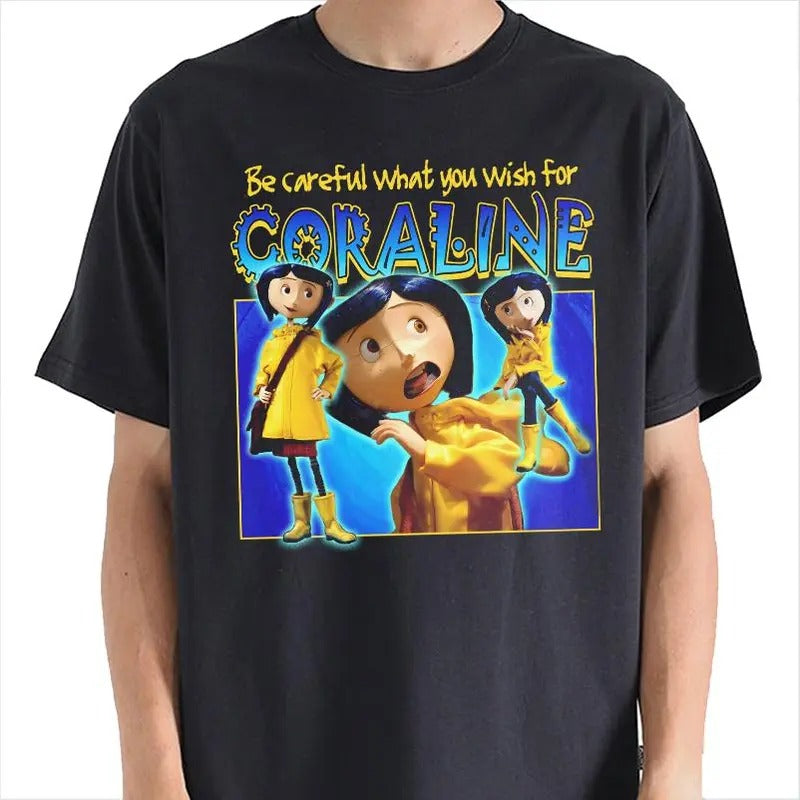 Be careful what you wish for Corraline Shirt, Horror Corraline movies, Horror Character Shirt, Halloween Crewneck...
