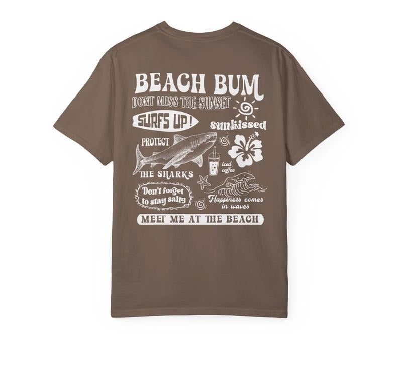 Beach Bum Tee Preppy Shirt Y2k Wearing Coconut girl Tee Shark Lover gift Woman's clothing Ocean Surf Shirt Menswear Top...