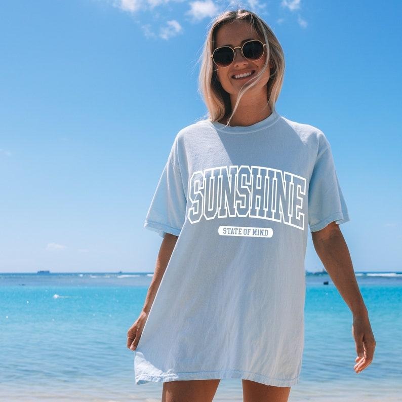 Beach Tshirt, Summer Shirt, Oversized summer tee, Preppy Clothes, Sunshine State of Mind, Vsco Shirt, Trendy Beach...