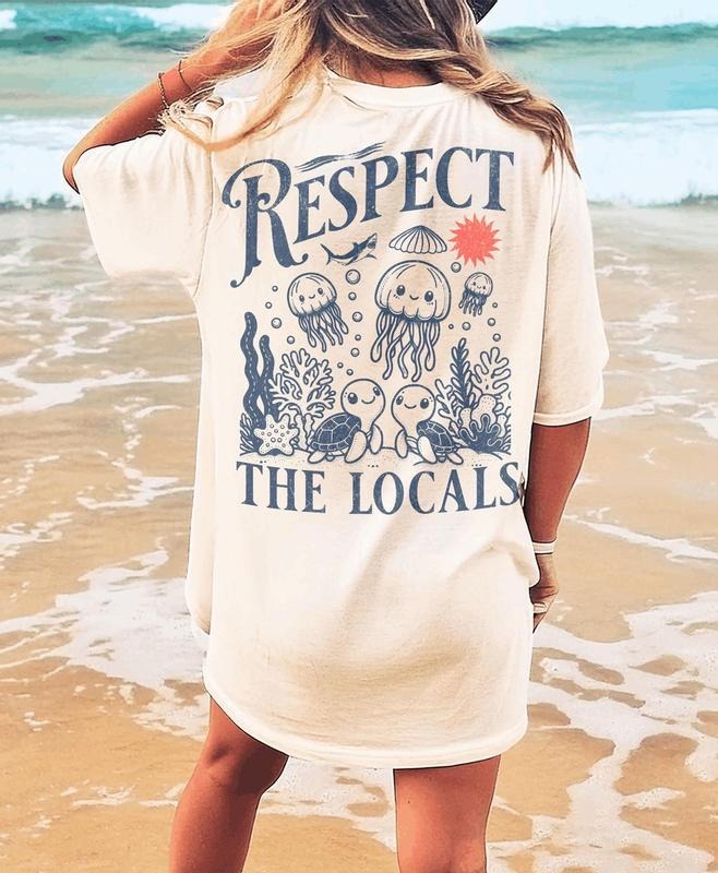 Beach Vacation Ocean TShirt, Ocean Conservation Shirt, Respect the Locals Trendy Beachy Shirt, Comfort Colors Beach Day...