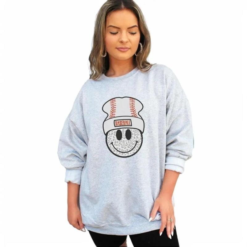 Beanie Baseball Happy Face Heavy-weight Crew Sweatshirt T-Shirts, Hoodie | UrbanDripWear.com