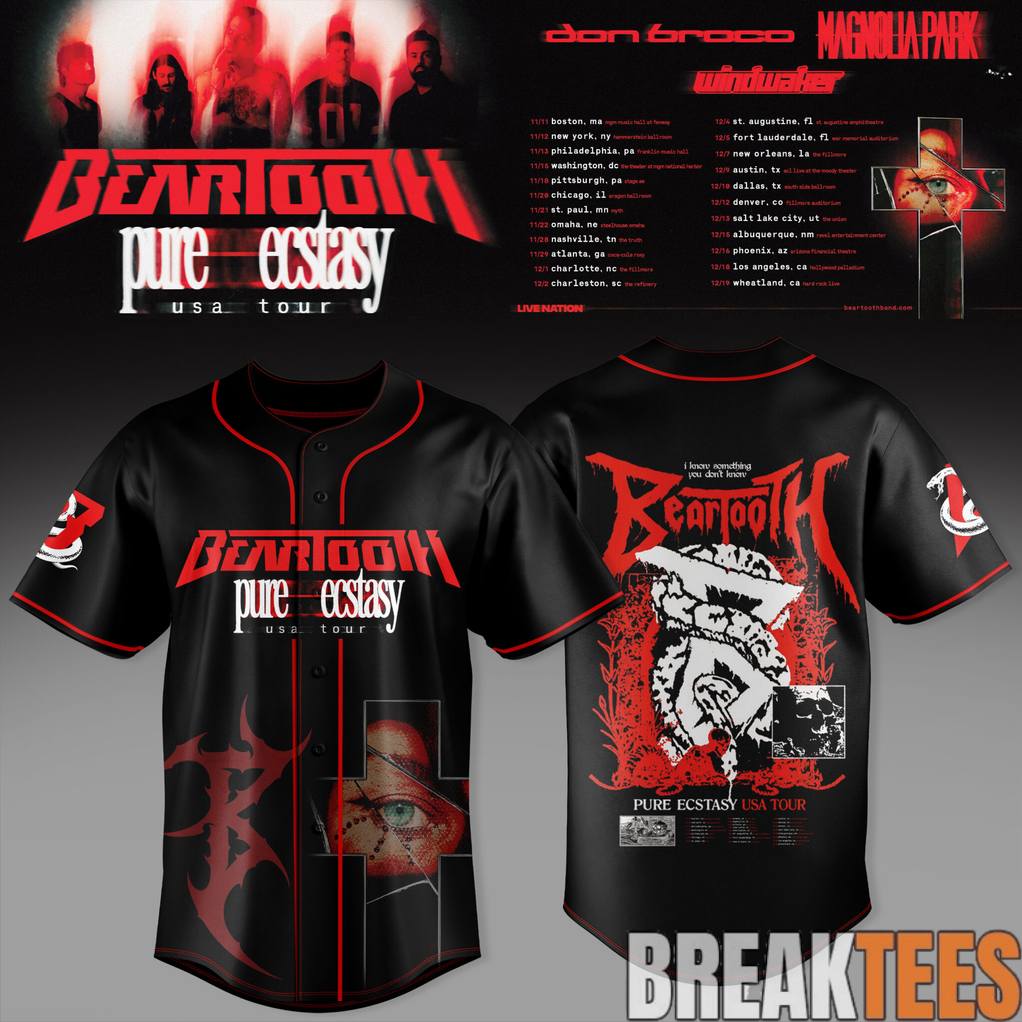 Beartooth Pure Ecstasy Tour 2026 Baseball Jersey
