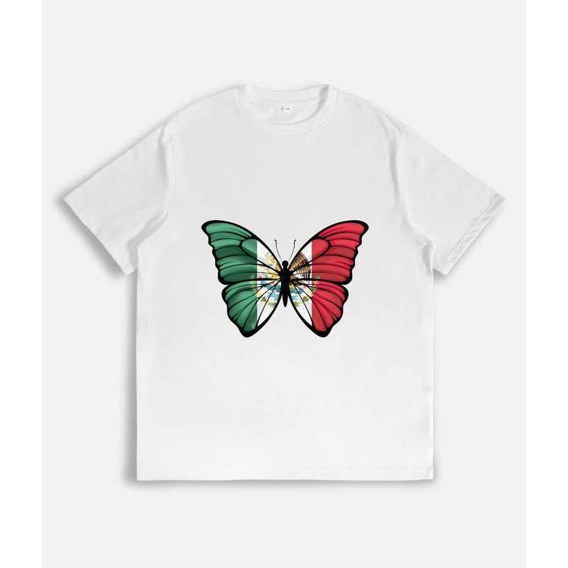 Beautiful and Symbolic T - Shirt: Mexican Flag - Inspired Butterfly style 02 Hoodie, Sweatshirt | UrbanDripWear.com