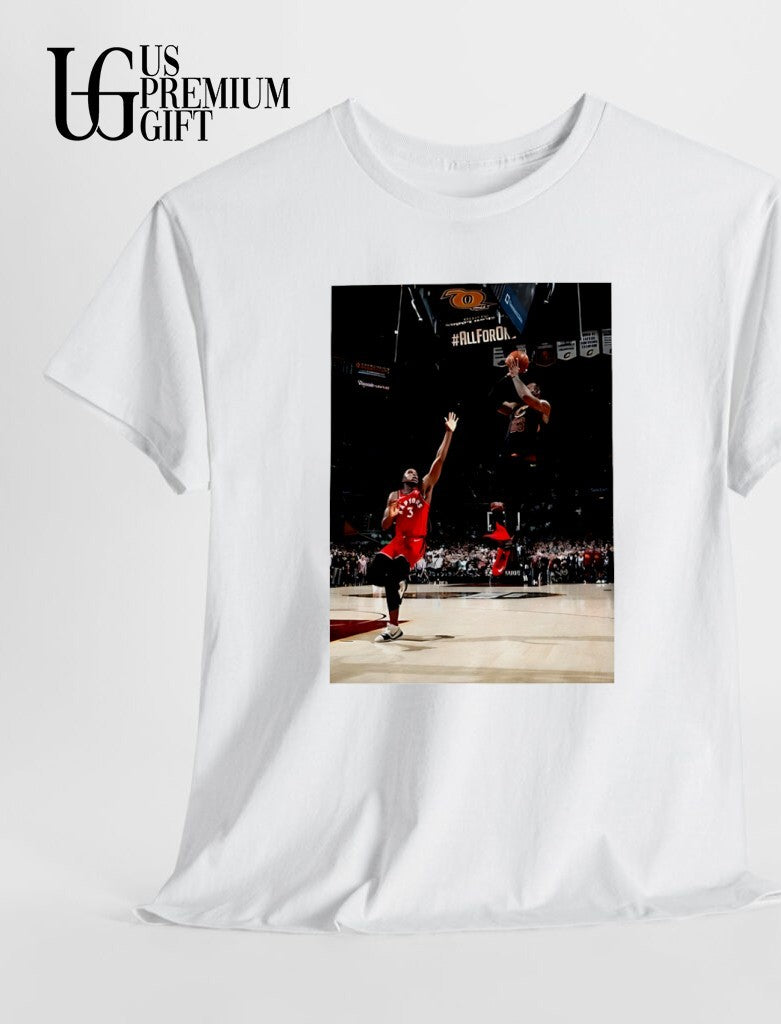 Bebron hitting game winner over OG Anunoby shirt
