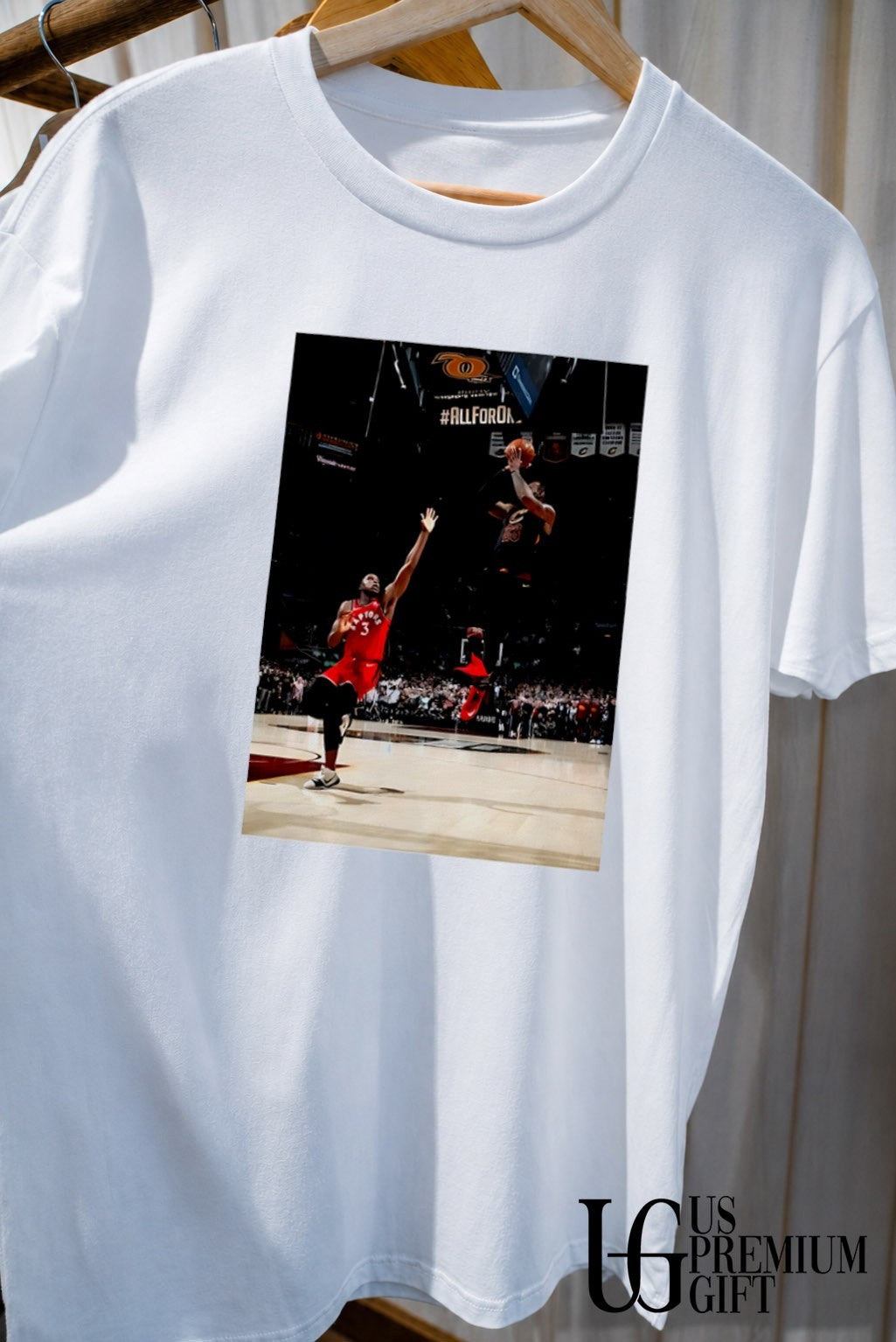 Bebron hitting game winner over OG Anunoby shirt