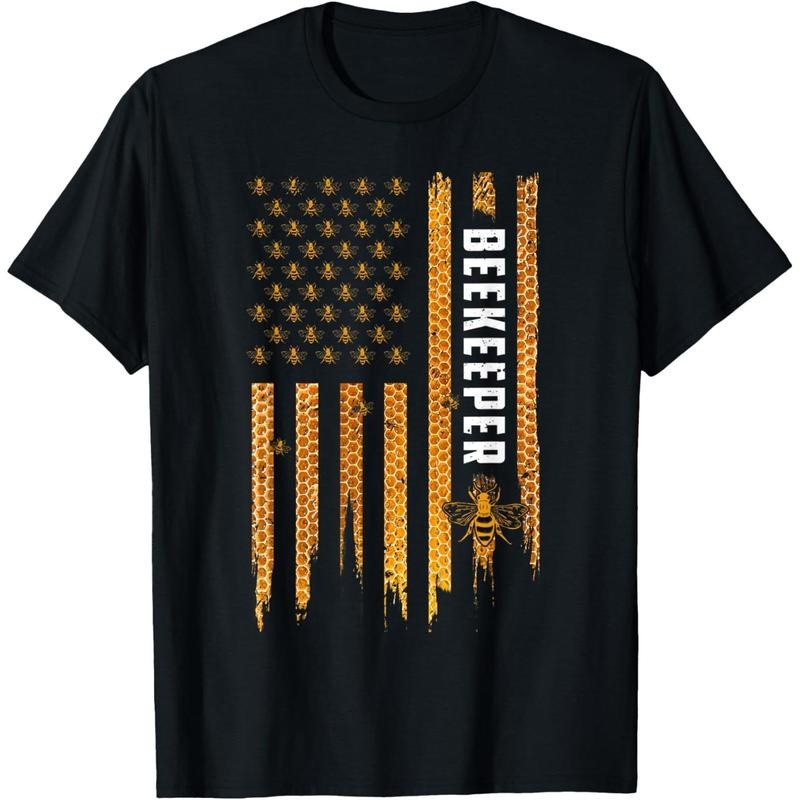 Beekeeping American Flag Honeycomb Honey Bees Beekeeper T-Shirt made in usa Hoodie, Sweatshirt | UrbanDripWear.com
