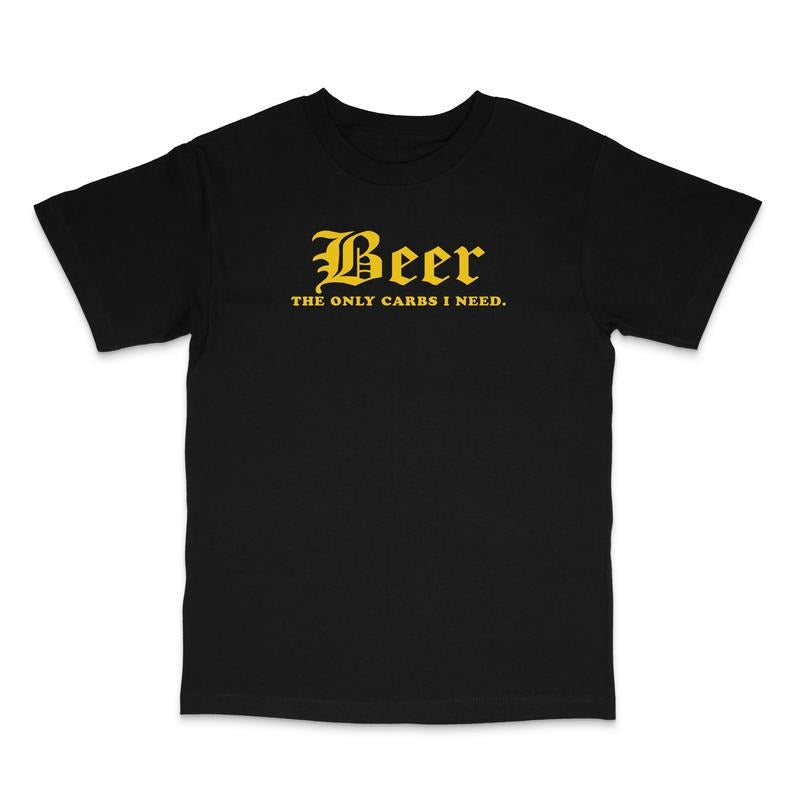 Beer The Only Carbs I Need Custom Printed Black T-Shirt Hoodie, Sweatshirt | UrbanDripWear.com