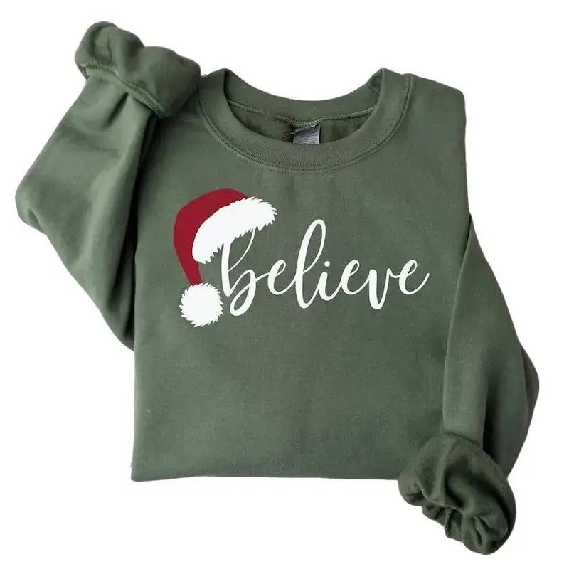 Believe Christmas Shirt, Christmas Believe Shirt Christmas Party Shirt Cotton Menswear Hoodie, Sweatshirt | UrbanDripWear.com