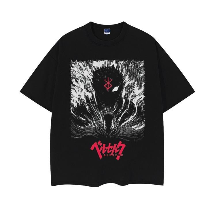Berserk "Guts' Killing Intent" Heavyweight Vintage Tee 100% Cotton OVERSIZED Anime T-shirt Menswear Top Crew Necks Tshirt...