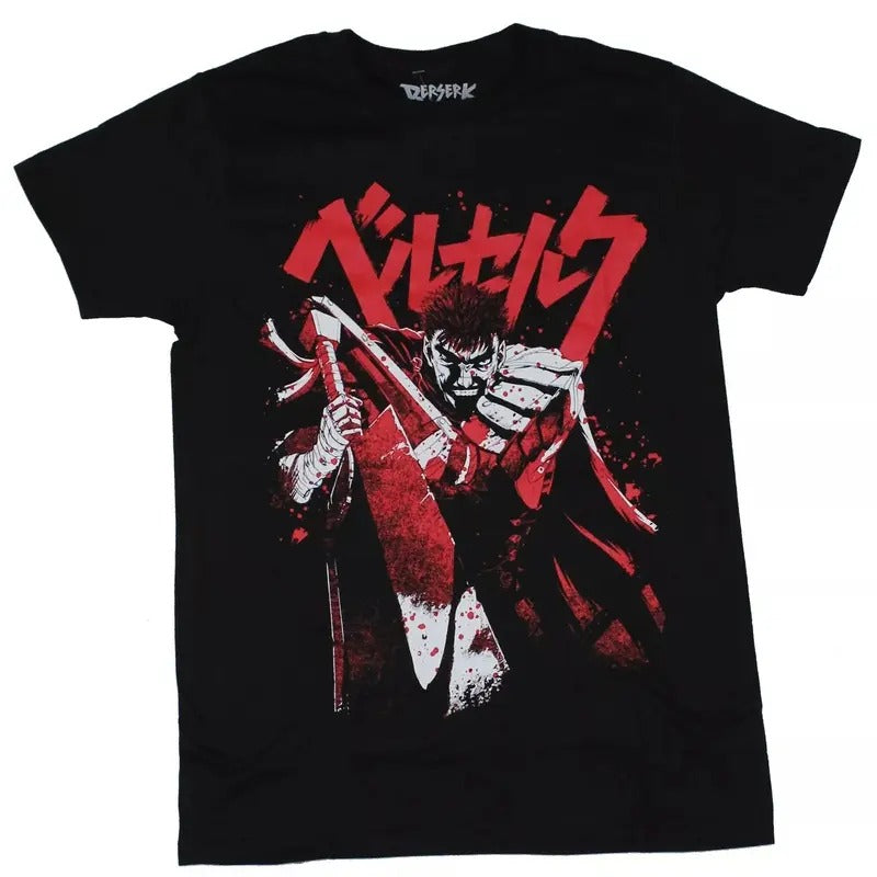 Berserk Adult New T-Shirt - Bloody Guts Under Japanese Characters Hoodie, Sweatshirt | UrbanDripWear.com