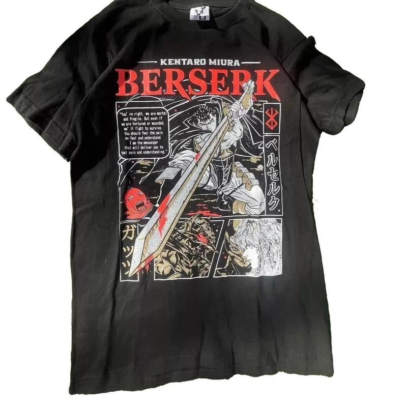 Berserk Anime 90s Short sleeve Retro style Black T shirt Unisex Hoodie, Sweatshirt | UrbanDripWear.com