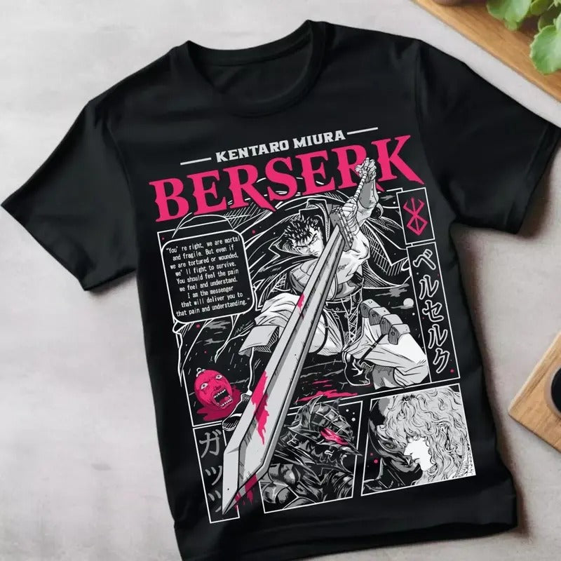 Berserk T-shirt Strip Guts Berserker Armour Horror Anime Gift Tee Shirt All Size Hoodie, Sweatshirt | UrbanDripWear.com
