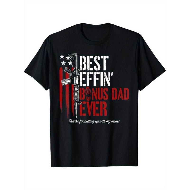Best Bonus Dad Ever" Men's Casual T-Shirt - Gun Rights & American Flag Design Hoodie, Sweatshirt | UrbanDripWear.com