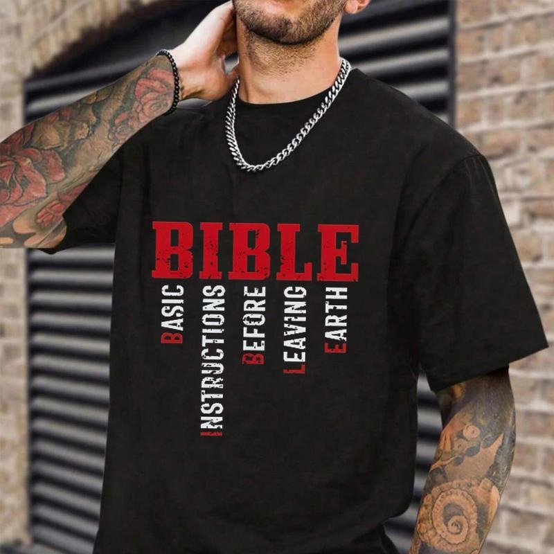 Bible Basic Instructions Before Leaving Earth Tee Pure Cotton Fabric Casual Streetstyle Crew Neck Short Sleeve T-Shirt...