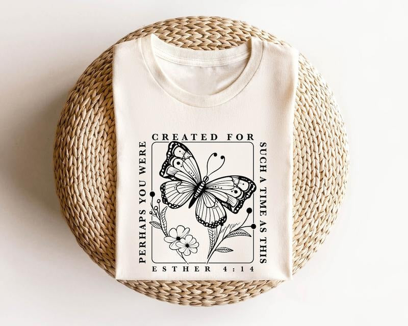 Bible Verse Shirt, Esther 4:14 T-Shirt, Christian Shirt, Christian Gift, Religion Clothing, Church Shirt Cotton Top...