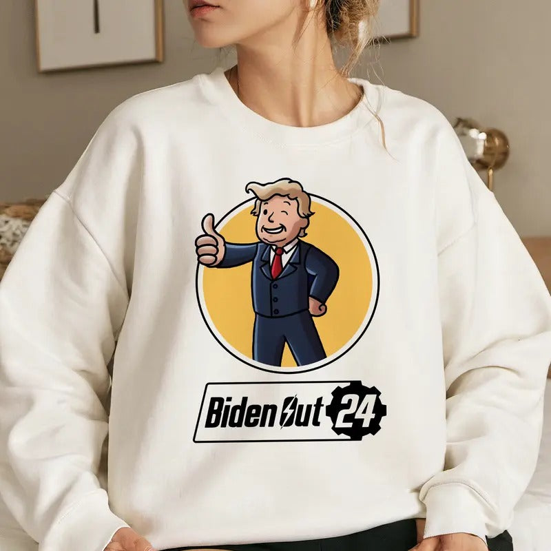 Biden Out Fallout t-shirt, Fallout movies shirt, cartoon sweatshirt hoodie | UrbanDripWear.com