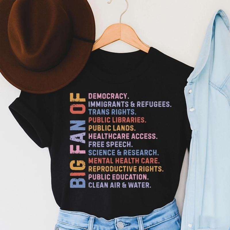 Big Fan of Human Rights Shirt, Political Minimalist Unisex Tee, No Human is Illegal, Radicalized by Basic Decency T-Shirt...