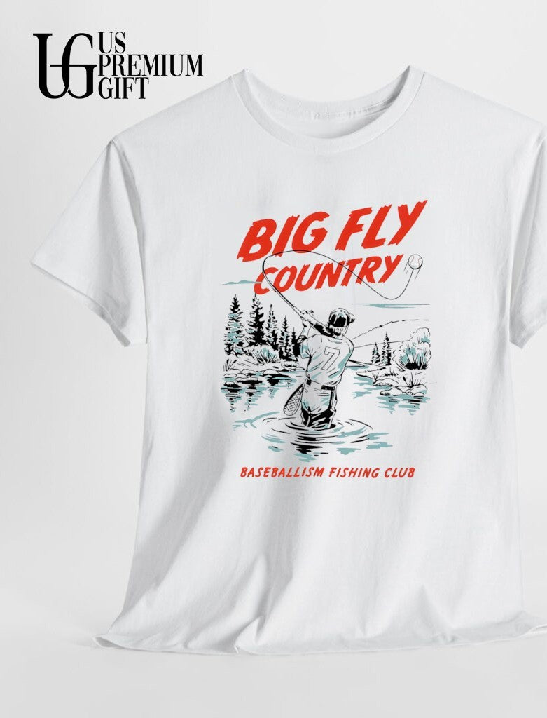 Big Fly Country fishing baseball shirt