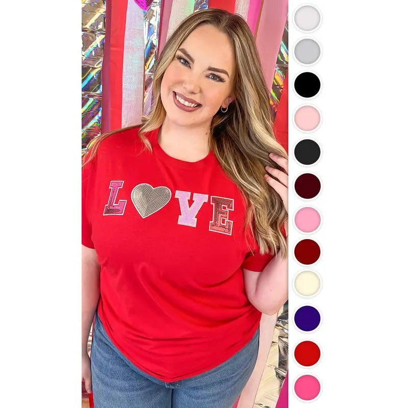 Big Heart Love Sequin Valentine Graphic T-Shirt Hoodie, Sweatshirt | UrbanDripWear.com