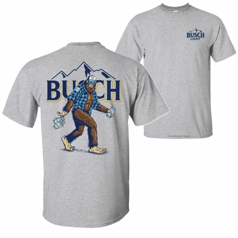 Bigfoot Bush Light T-Shirt Hoodie, 2 Sided Graphic Printed Unisex Classic Comfort Cotton T-Shirts in all Sizes all Colors...