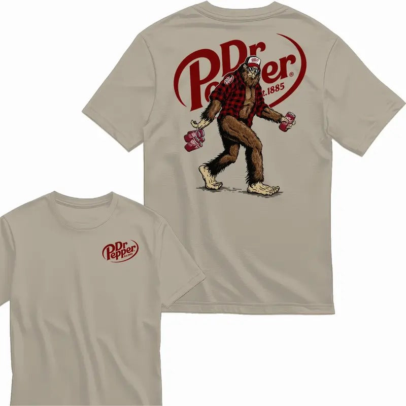 Bigfoot Dr Pepper T-shirt - Men's Classic Fit 100% Cotton - Menswear Graphic Tshirt Hoodie, Sweatshirt | UrbanDripWear.com