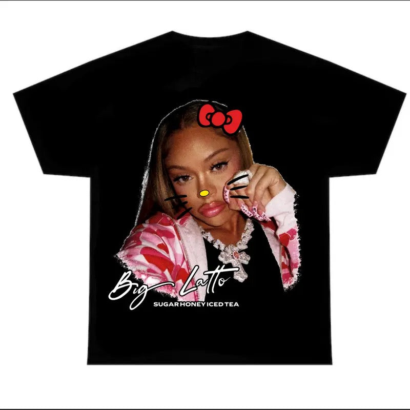 Bigg Latto Black Tee, Latto Red Kitty Shirt Hoodie, Sweatshirt | UrbanDripWear.com