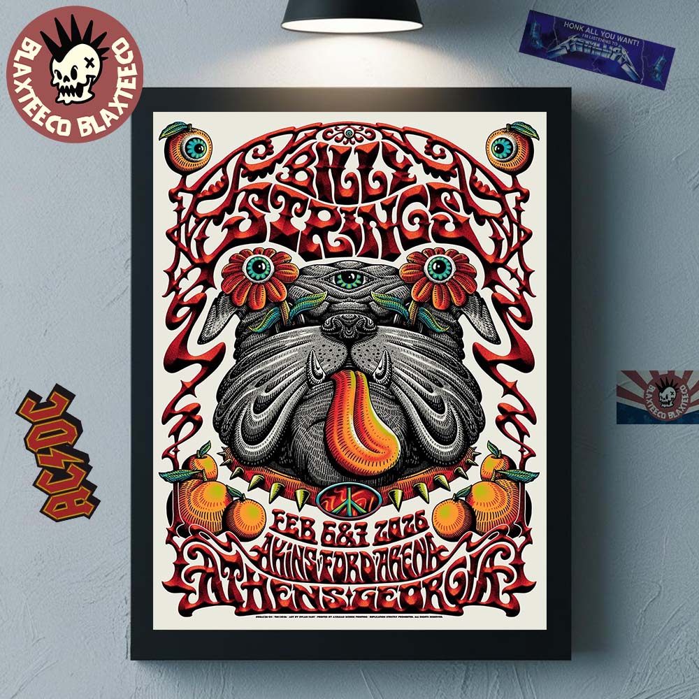 Billy Strings Athens Georgia 2026 Dual Night Poster At Akins Ford Arena On February 6 And 7 2026 Winter Tour Pitbull Floral Eye Art Poster Canvas