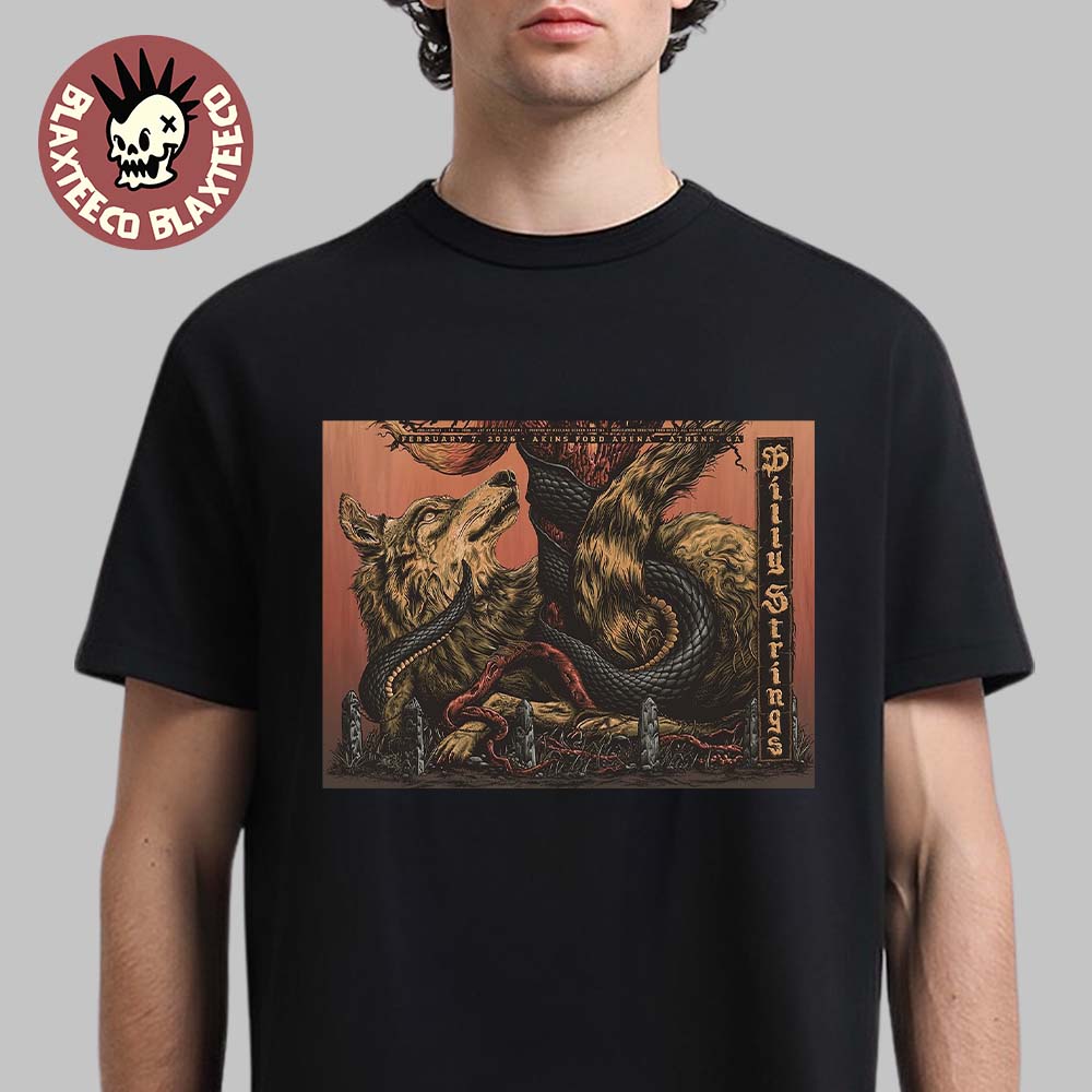 Billy Strings Athens Georgia 2026 Night 2 Gig Poster At Akins Ford Arena On February 7 2026 Winter Tour T-Shirt