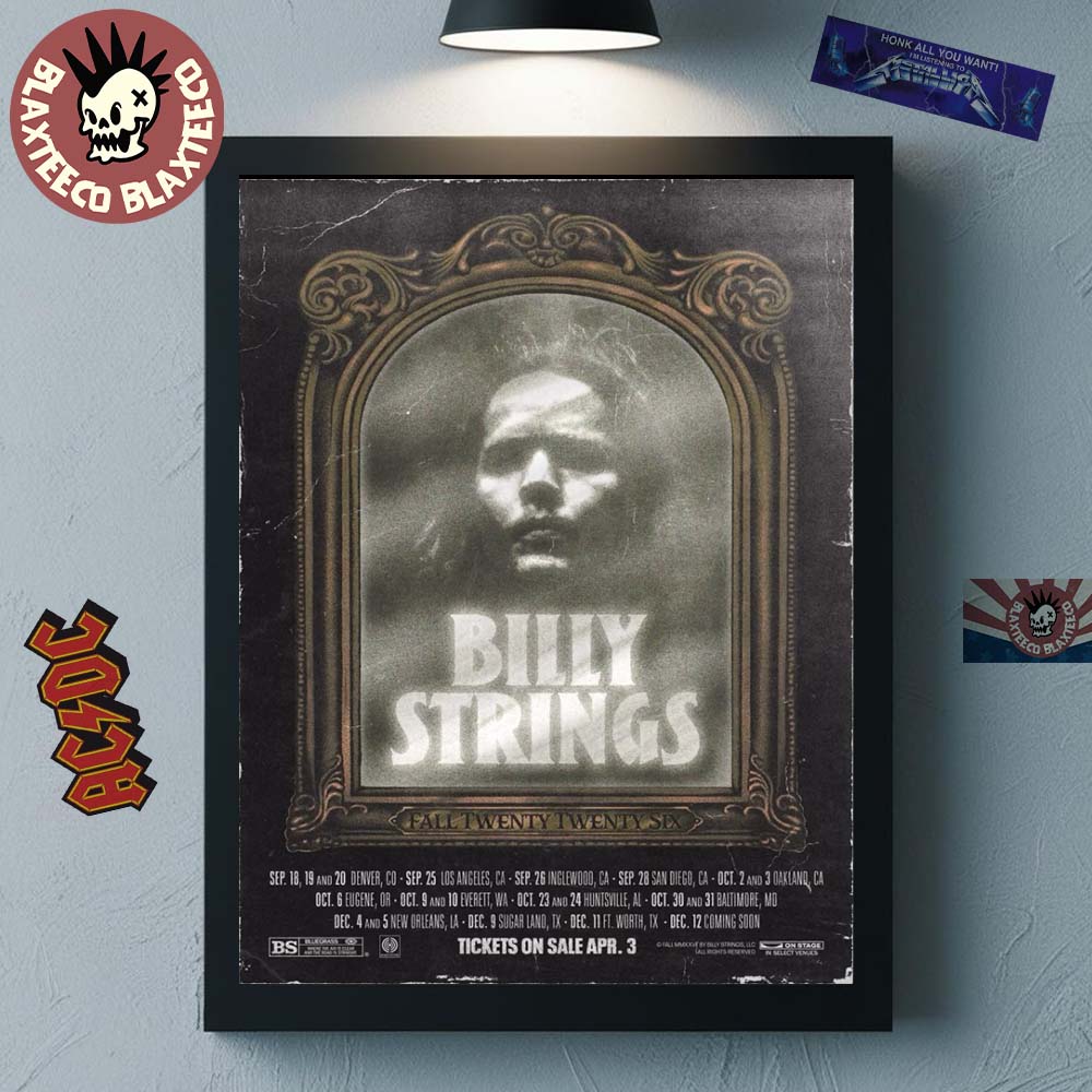 Billy Strings Fall 2026 North America Schedule Dates Home Decor Poster Canvas