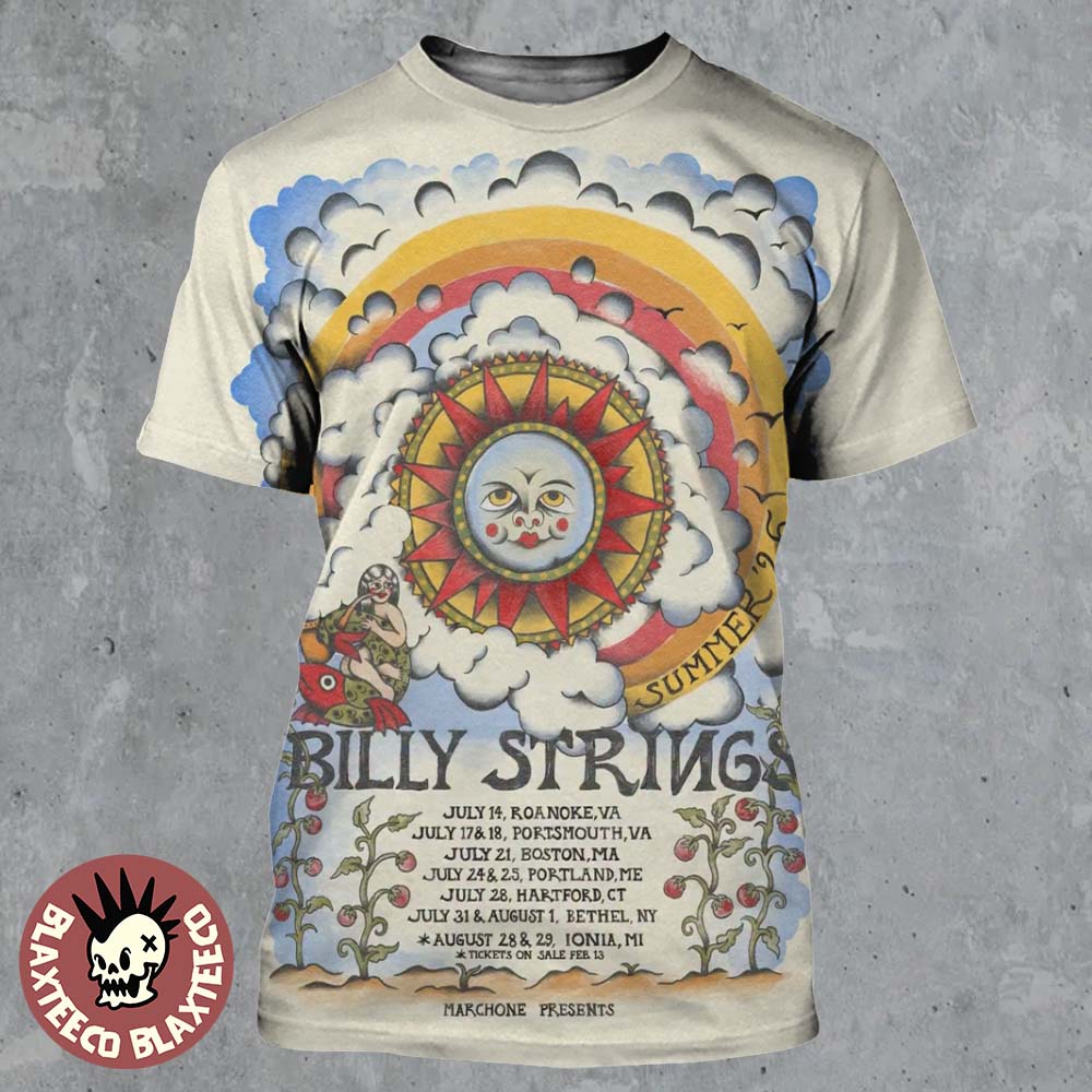 Billy Strings Summer 2026 Tour The Sun Art With Schedule Dates From July To August All Over Print Shirt