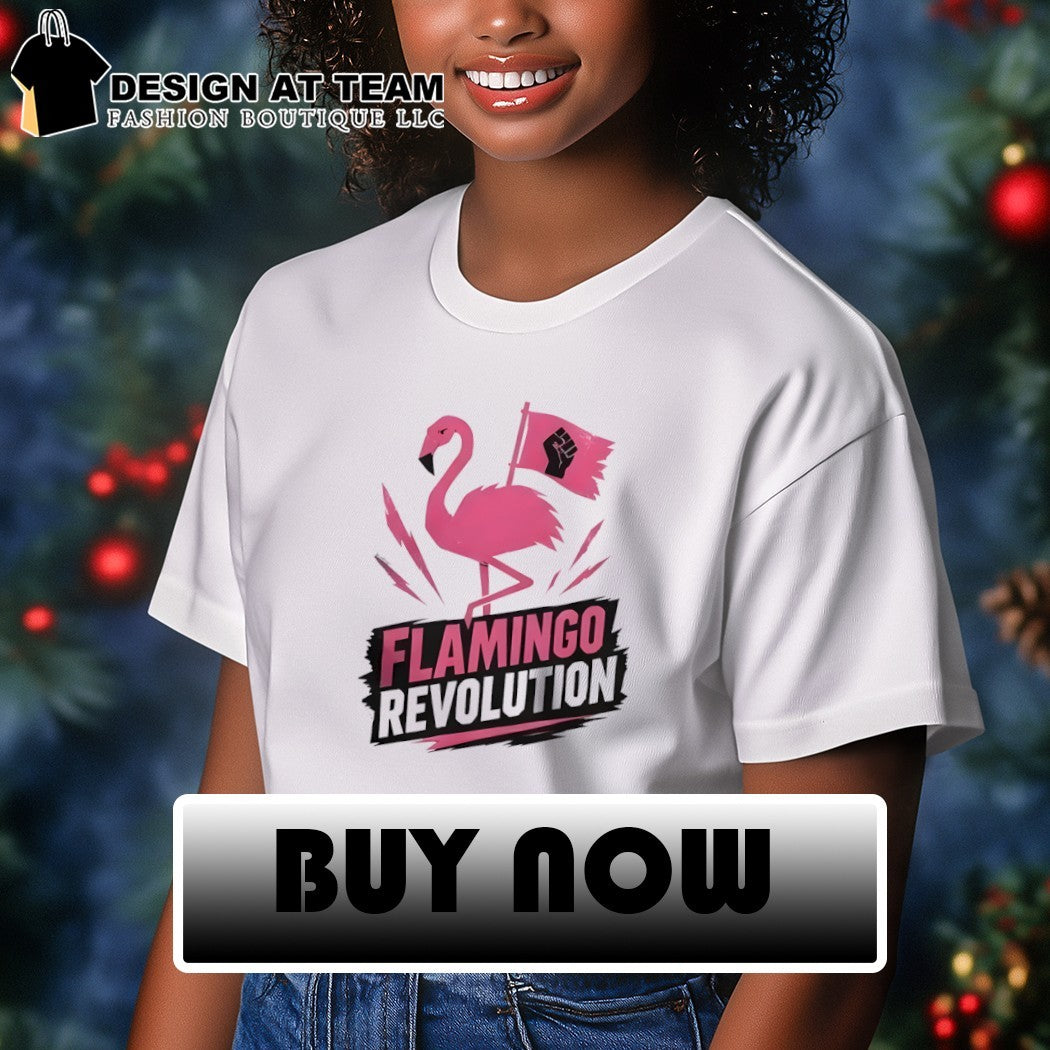 Bird Flamingo raising the Fist flag Flamingo Revolution shirt