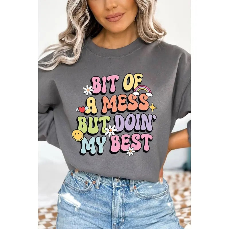 Bit Of A Mess Heavy-weight Crew Sweatshirt T-Shirts, Hoodie | UrbanDripWear.com