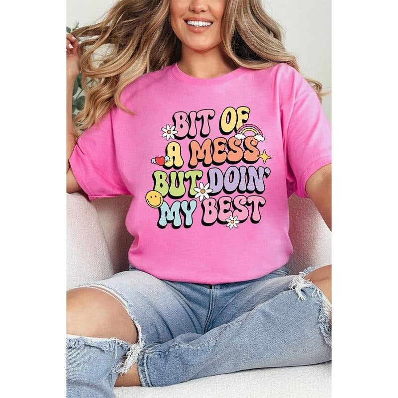 Bit Of A Mess Short Sleeve Relaxed Fit T-Shirt Hoodie, Sweatshirt | UrbanDripWear.com