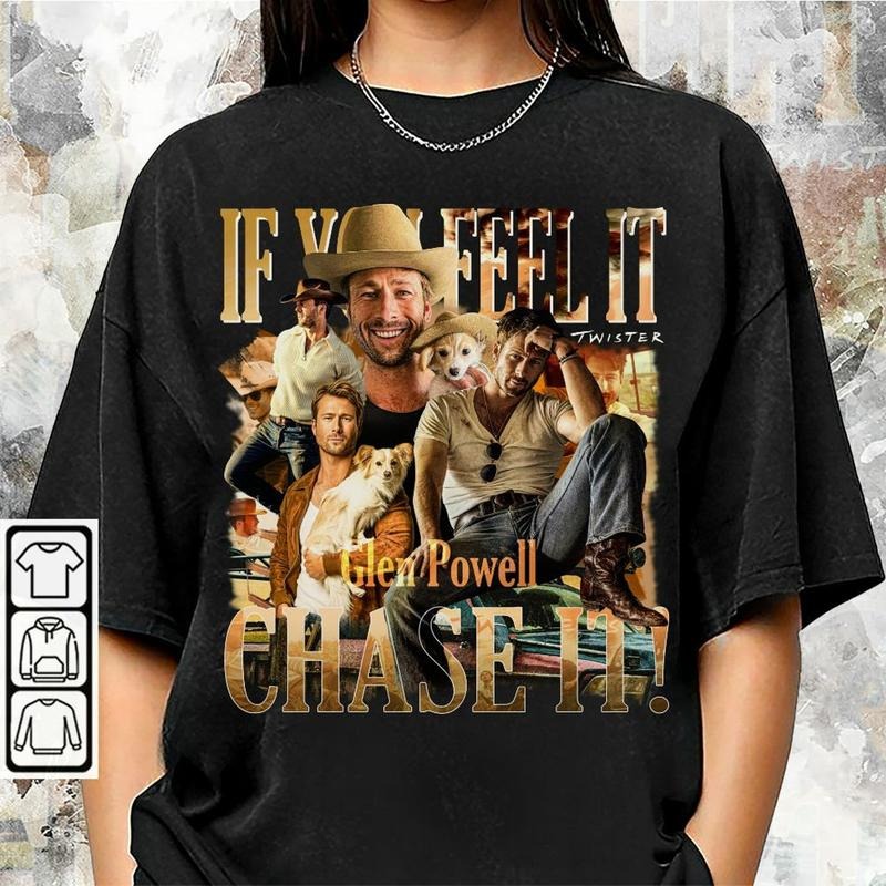 BlAckstyle Limited If You Feel It Chase It Glen Powell Shirt, Glen Powell Twisters Bootleg Unisex Shirt, TP Hoodie,...