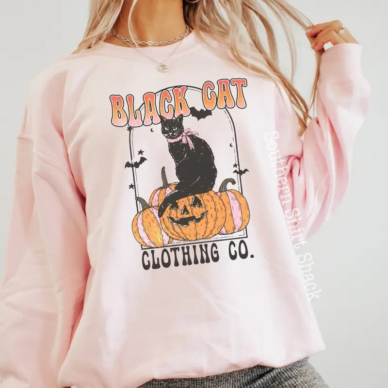 Black Cat Clothing Co Halloween Sweatshirt T-Shirts, Hoodie | UrbanDripWear.com