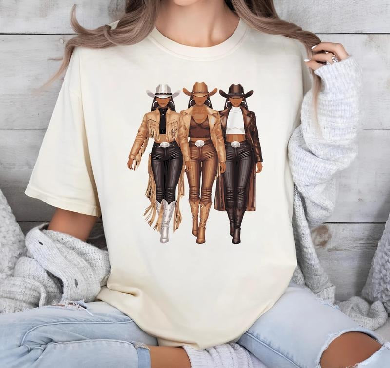 Black Cowgirl Western Tee Rodeo Country Women Juneteenth T-Shirt Hoodie, Sweatshirt | UrbanDripWear.com