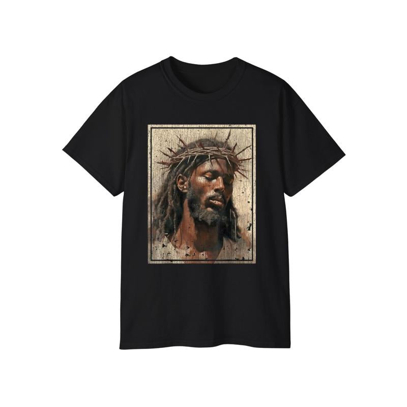 Black Jesus Shirt Face Of Jesus Cross With Crown Of Thorns T-Shirt Hoodie, Sweatshirt | UrbanDripWear.com