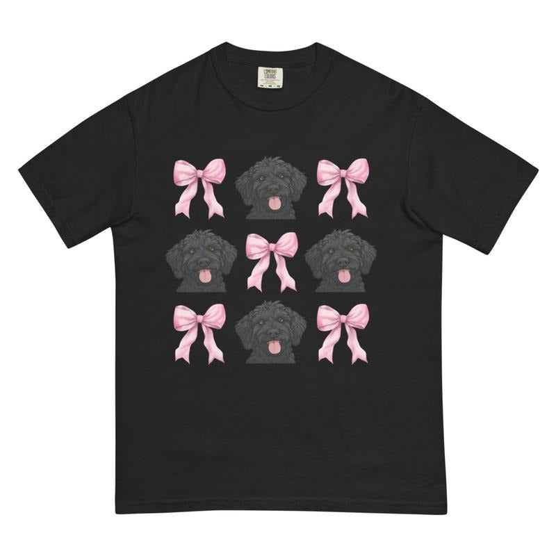Black Labradoodle With Bows Shirt ~ Unisex Apparel Relaxed Fit Printed In The USA Clothing Womenswear Casual Comfort...