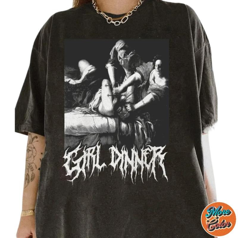 Black Metal Girl Dinner Baroque Art History Shirt, Cotton Unisex T-Shirt, Crew Neck, Size S- 4XL, Menswear Top,...