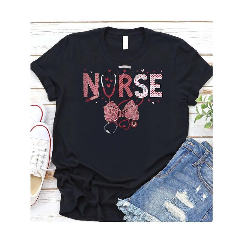 Black Pure - Cotton Women's T - Shirt: Playful Nurse - themed Minnie Bow Design Hoodie, Sweatshirt | UrbanDripWear.com