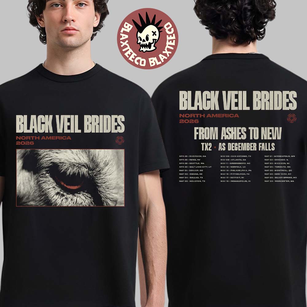 Black Veil Brides North America 2026 Tour Schedule Dates With From Ashes To New TX2 And As December Falls Two Sided T-Shirt