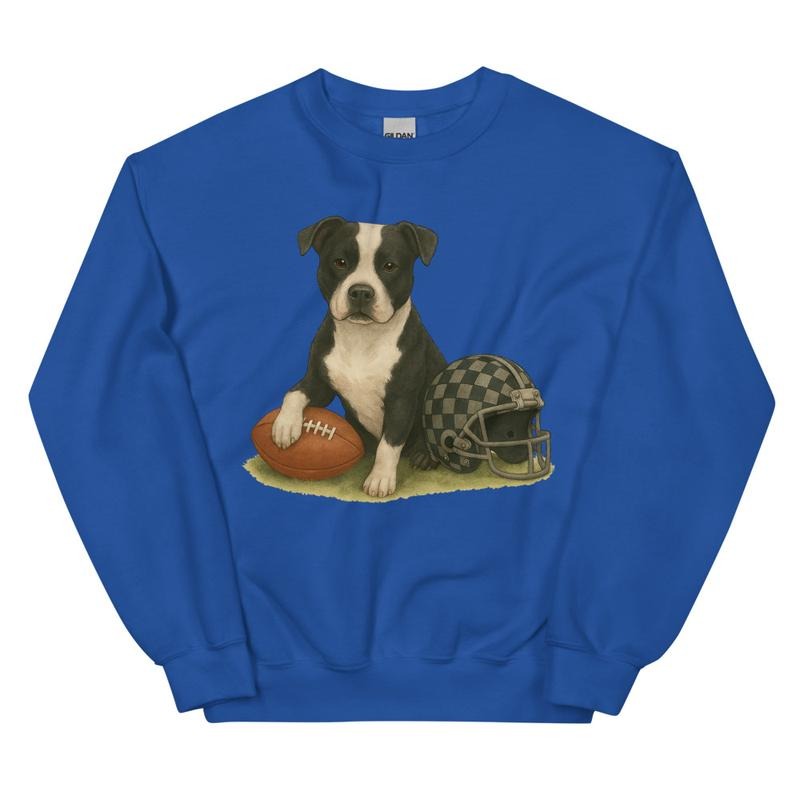 Black and White Pitbull Football Sweatshirt - Unisex Apparel Relaxed Fit Printed In The USA Clothing Womenswear Casual...