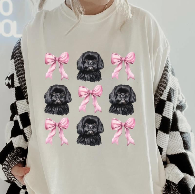 Black shih tzu with bows Shirt ~ Unisex Apparel Relaxed Fit Printed In The USA Clothing Womenswear Casual Comfort Cotton...