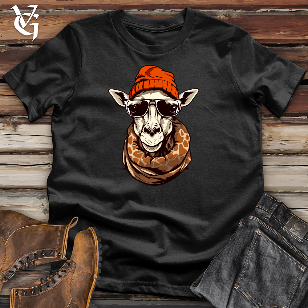 Vintage Giraffe Wearing Beanie Cotton Tee