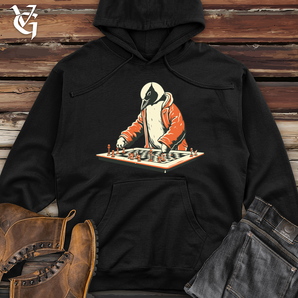 Vintage Game Night Penguin Midweight Hooded Sweatshirt